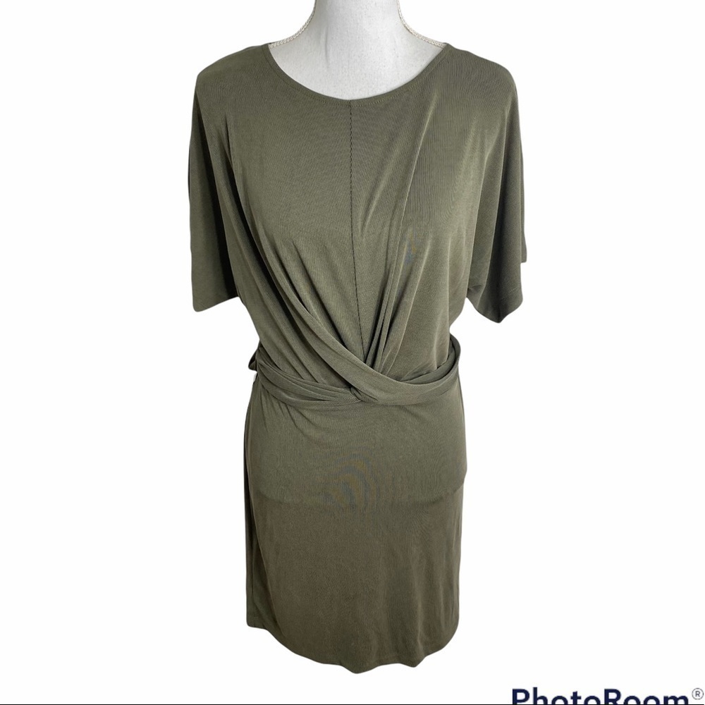 Lou & Grey Olive Green Wrap Dress XS Midi Women’s